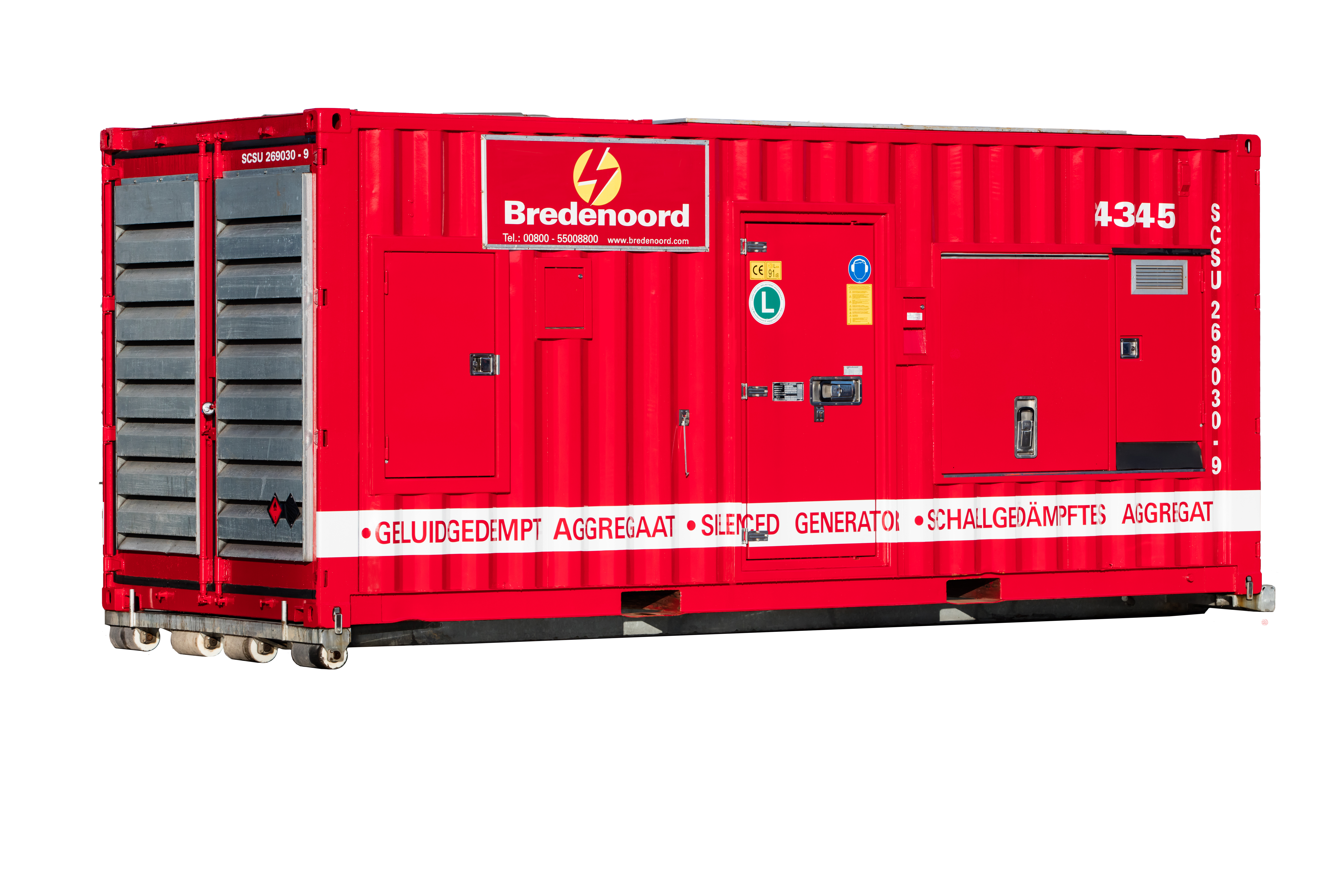 1250 kVA Stromaggregat der Fa. Bredenoord. Das mobile Containeraggregat soll zukünftig bei der Notstromversorgung des Max Bögl-Industrienetzes unterstützend wirken.